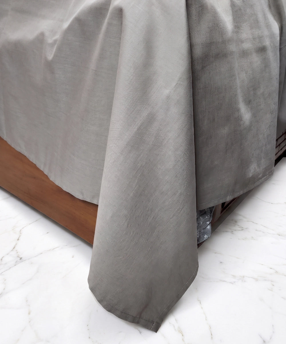 Taupe Plain King Cotton Bedsheet with 2 Pillow Covers
