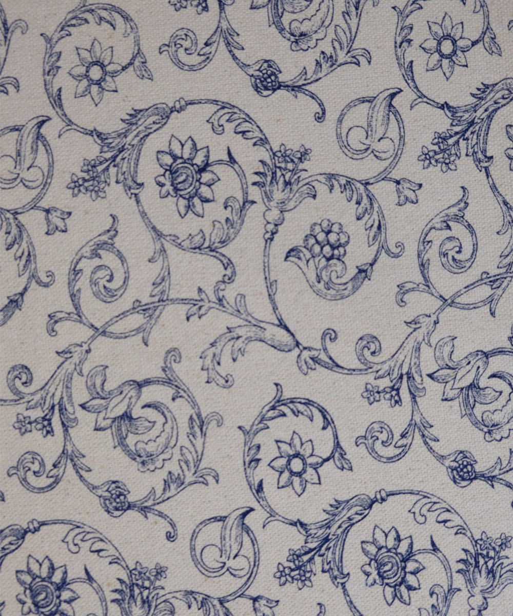 White & Blue Printed Cotton Slub Sofa Throw