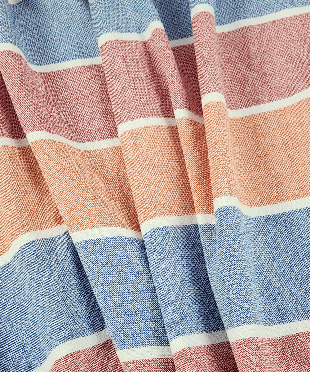 Multi Stripe Yarn-Dyed Bath Towel with Tassels | Lightweight Terry