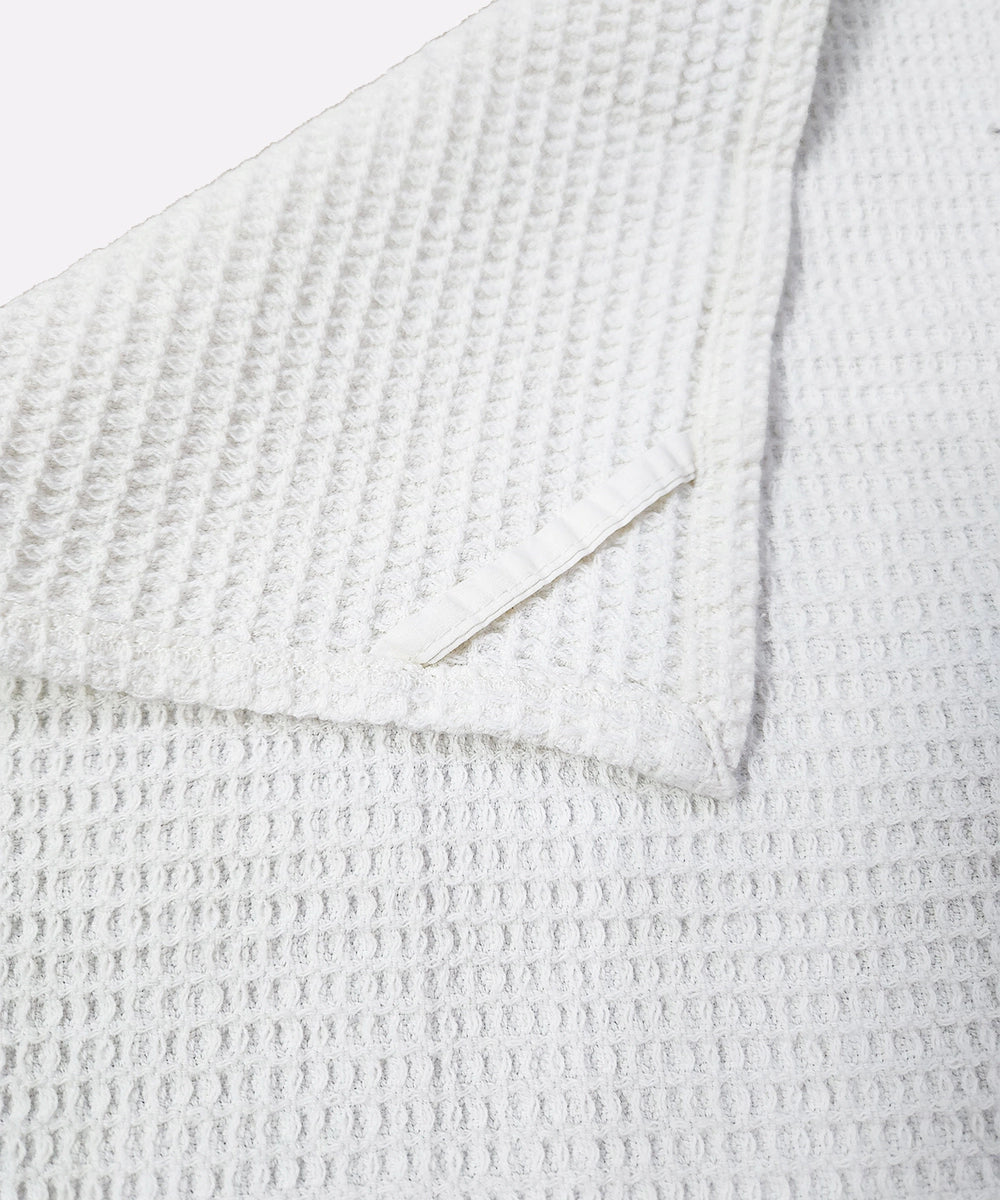 Embroidered Hand Towel - Set of 2 pcs in Soft Cotton Waffle | White