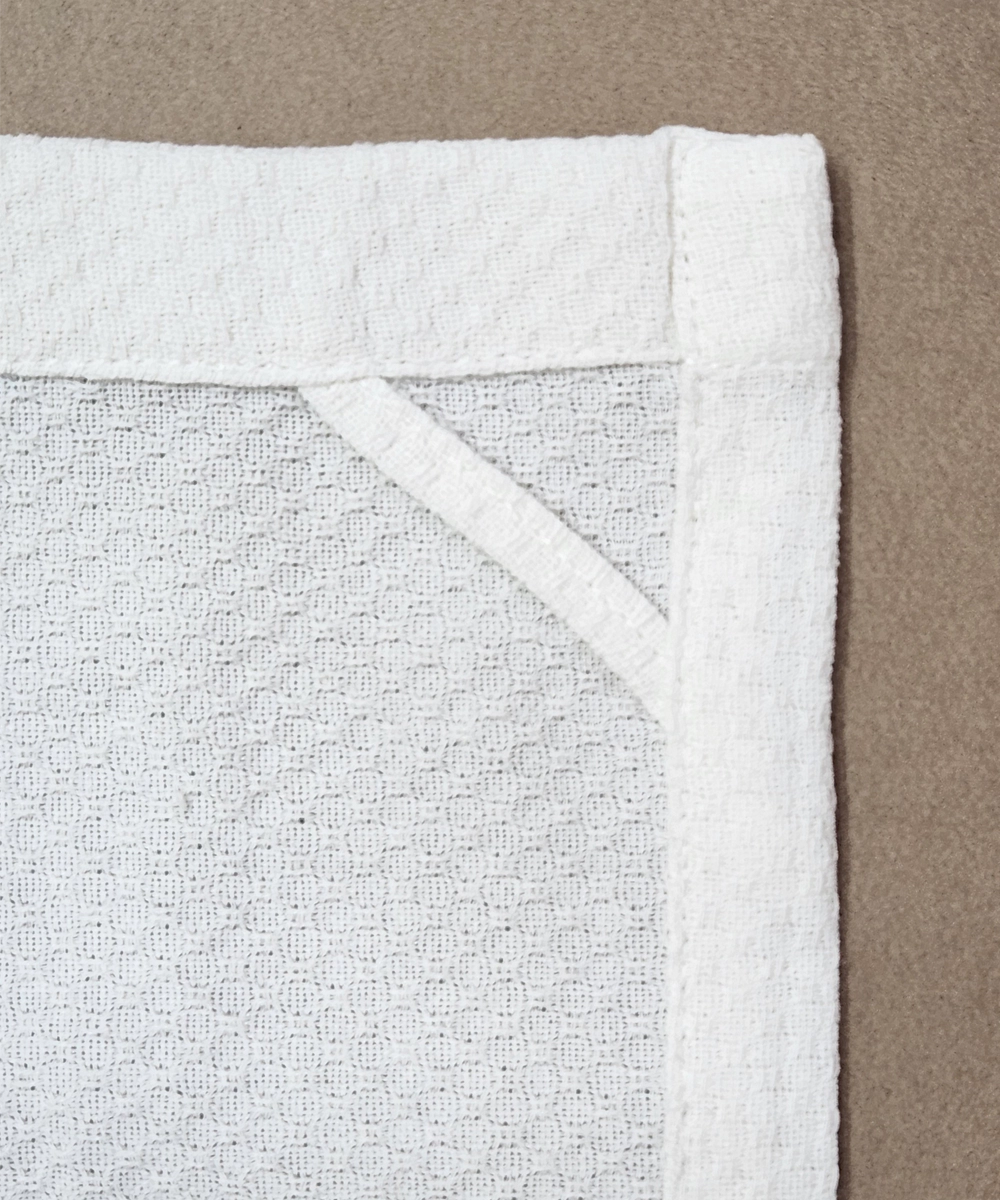 Set of 2 pcs of White & Navy Cotton Dobby Hand Block Printed Hand Towels