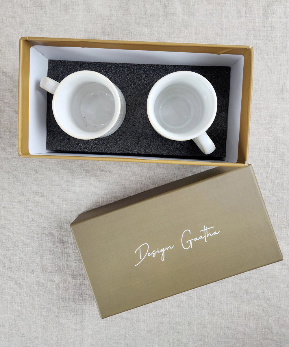 Gift Box Set of 2 pcs White Kullhad Ceramic Cup (180 ml)