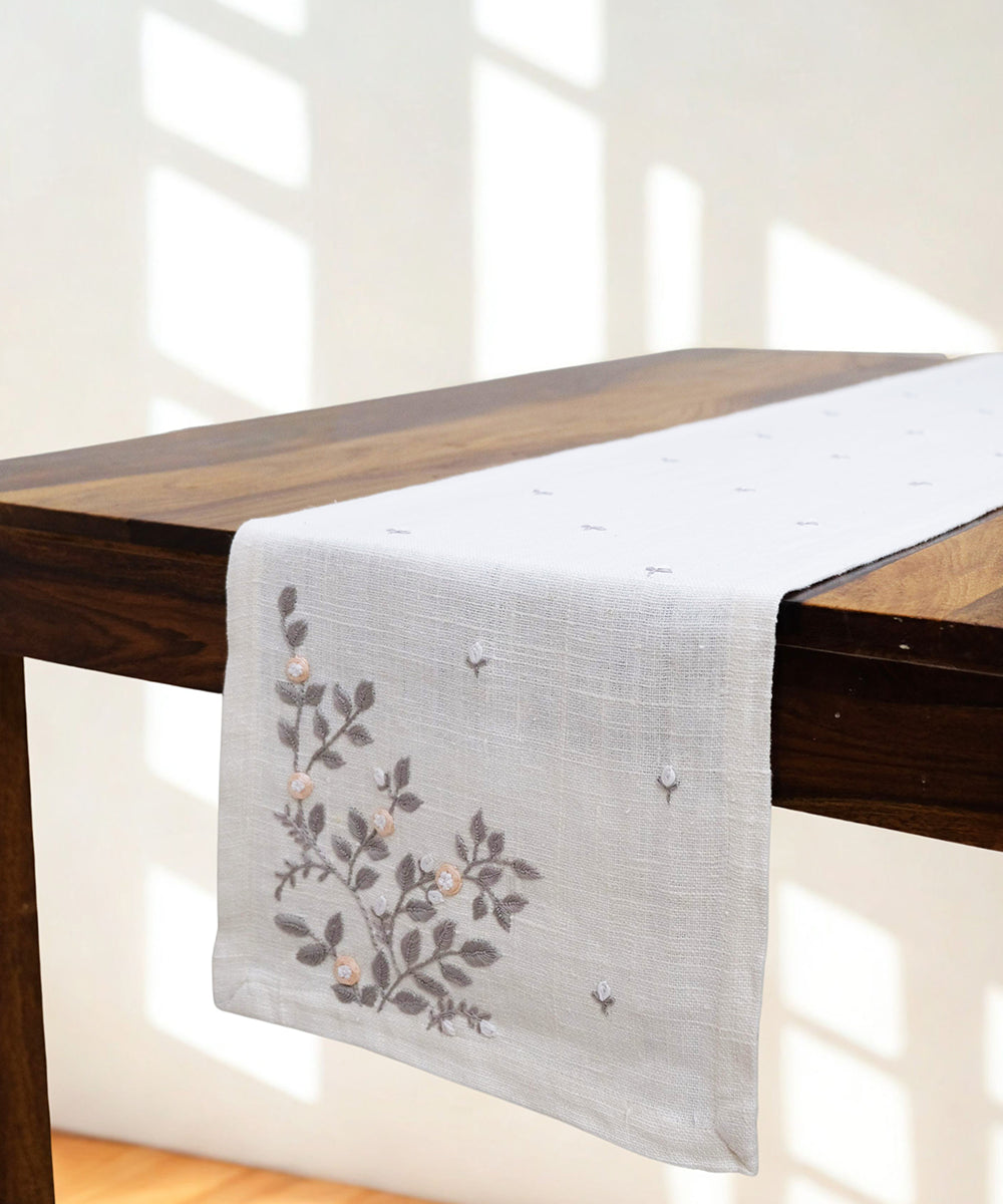 Buy Hand Emb Pure Linen Dining Table Runner