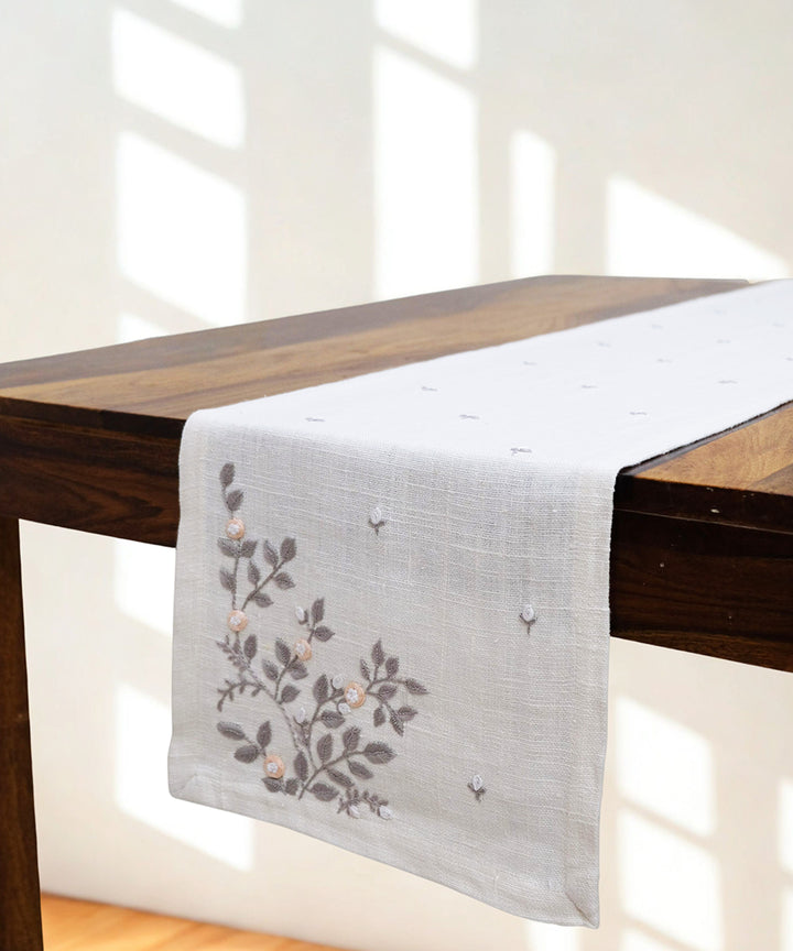 Buy Hand Emb Pure Linen Dining Table Runner
