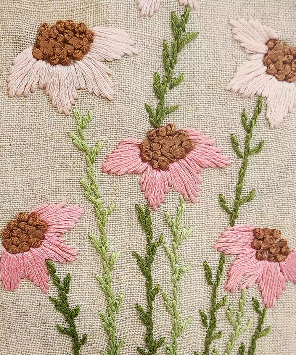 Floral Chorus Hand Embroidered Wall Hanging | Wooden Framed Wall Art